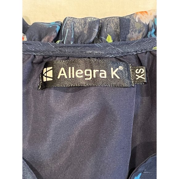 Allegra K Women Floral Chiffon Mini Dress Smocked Waist Ruffle Layers Blue SZ XS - Picture 8 of 10